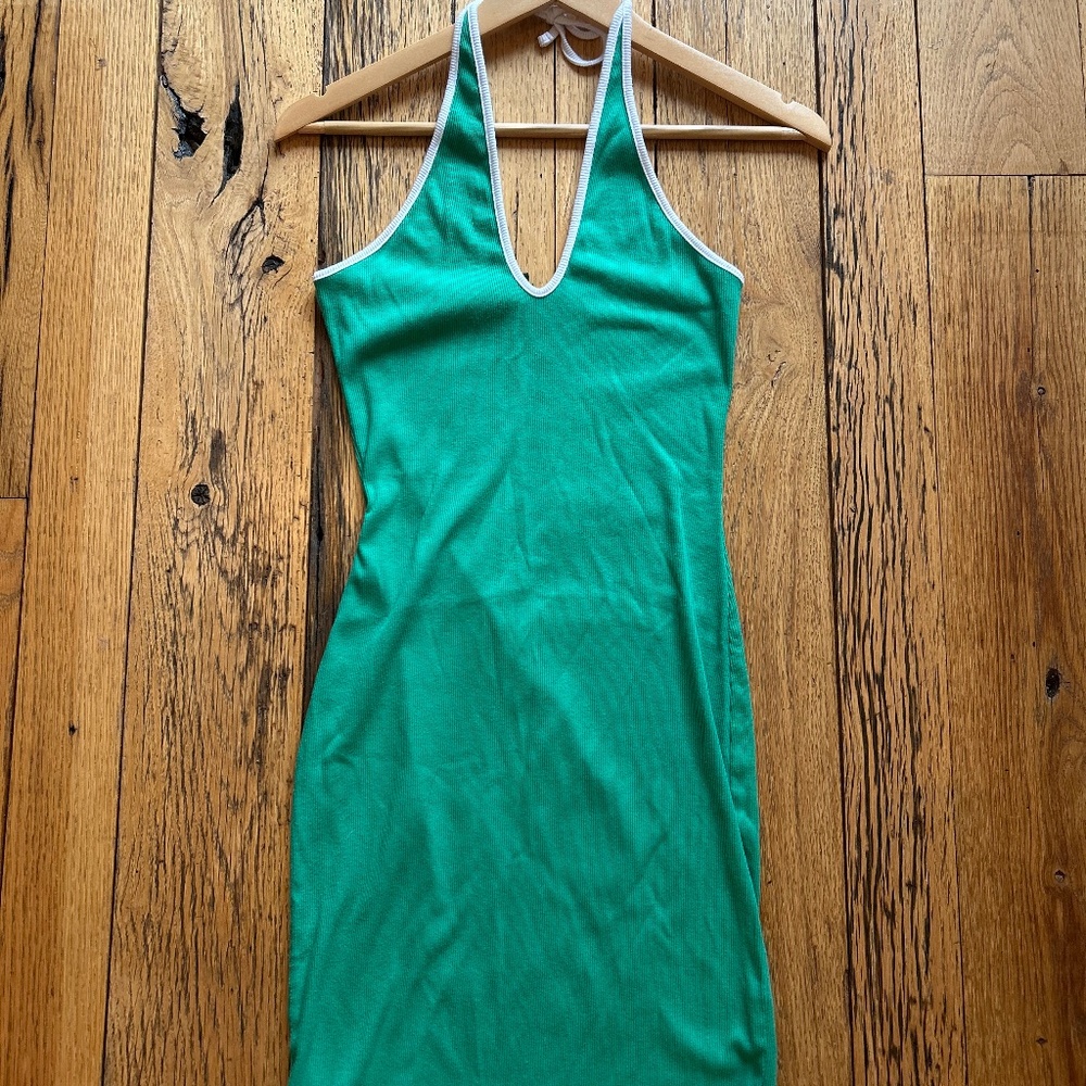 Retro green and white dress